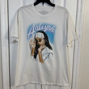 Vintage Aaliyah Ripple Junction Graphic Tee White Short Sleeve Top‎ Y2K Large